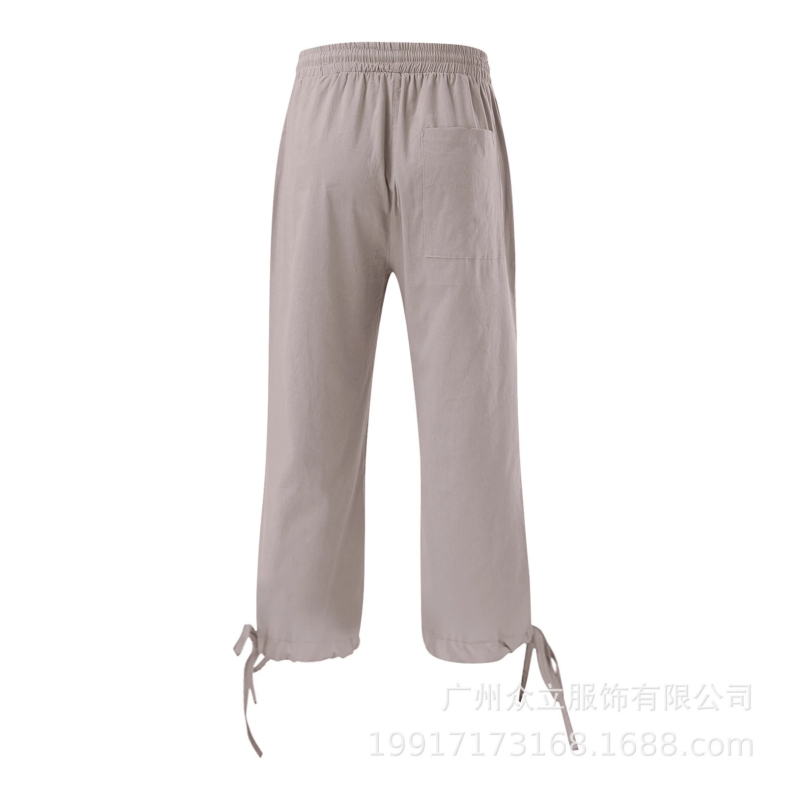 Design Capri Pants Light Blue Drawstring Waist with Cuff Ties - 28