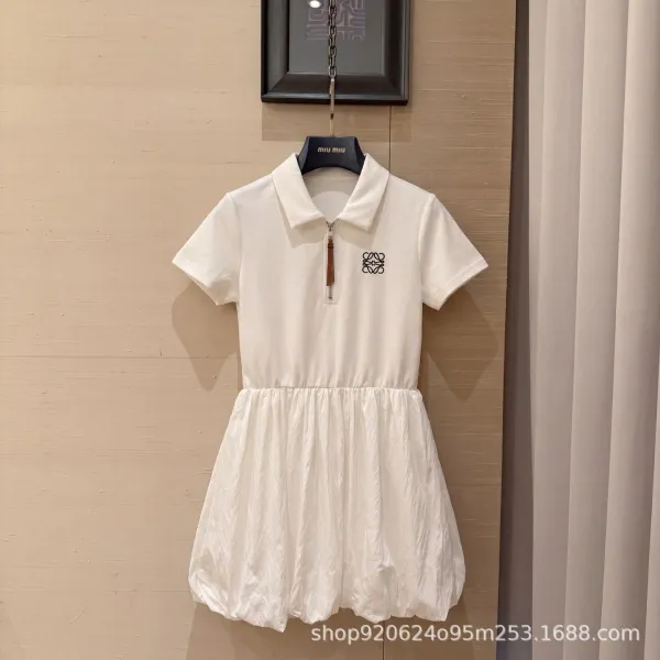 Loewe Polo Dress Black with Anagram Logo and Zipper Detail - 7