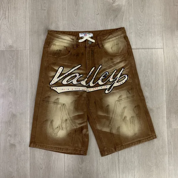 Design 8686 Saint Vanity Button-Trim Shorts Brown Shorts - 7