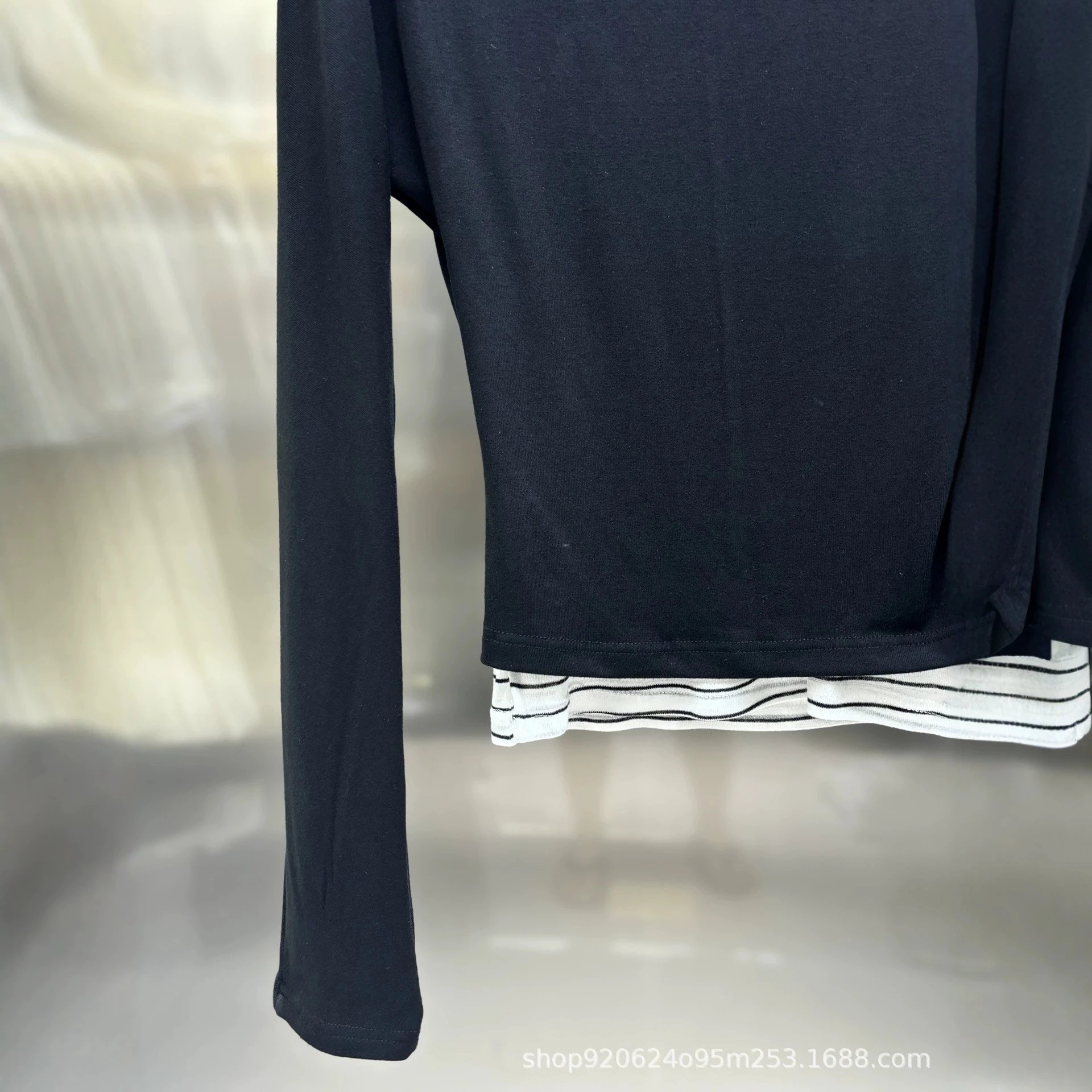 Miu Miu Black Logo Print Long Sleeve Crop Top
