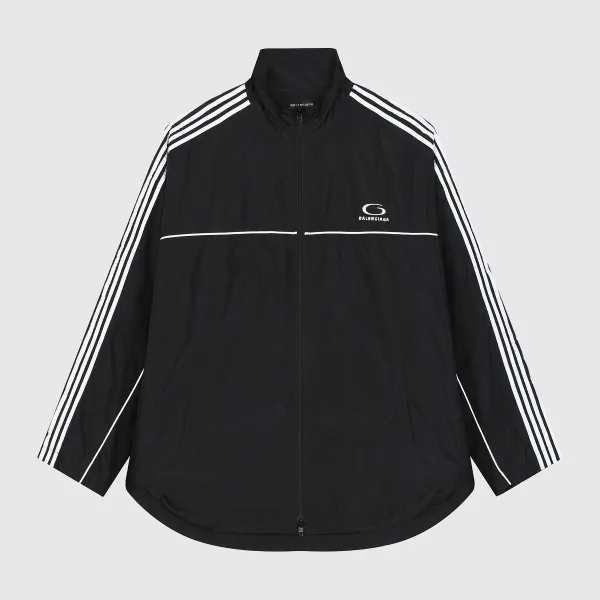 Balenciaga Striped Windbreaker Jacket White / Navy Outerwear - 4