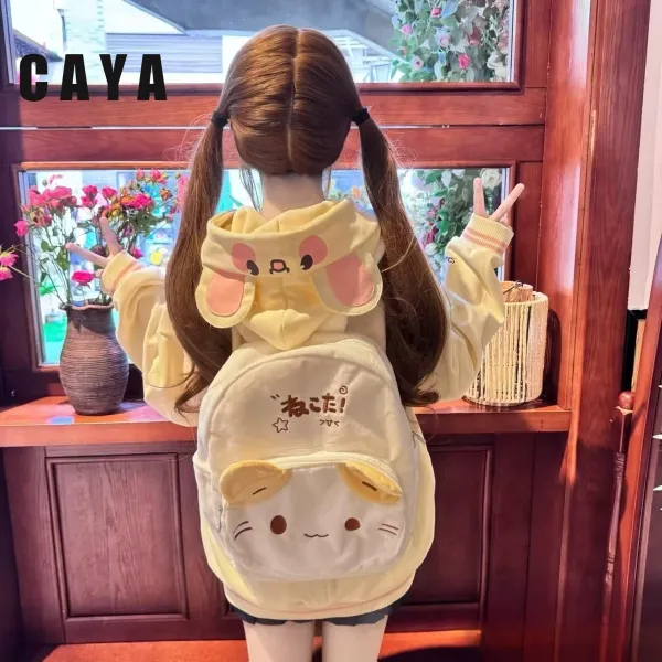 Sanrio Character Cat Face Plush Mini Backpack White - 9