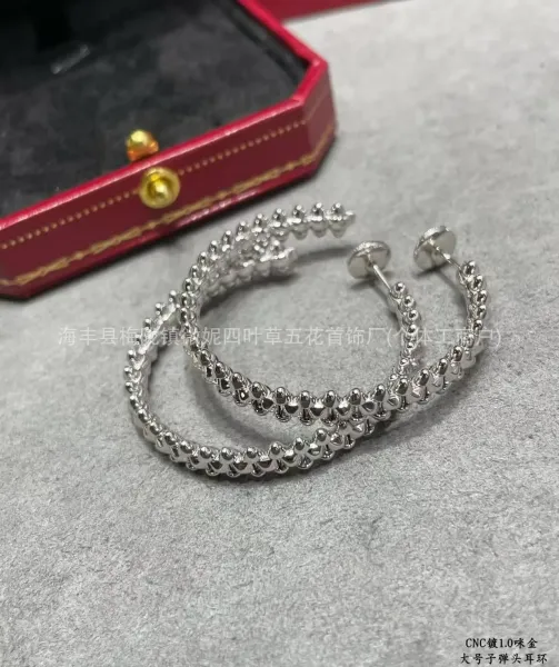 Design CNC-Plated 1.0mm Gold Large Hoop Earrings with Beaded Texture Jewelry - 1