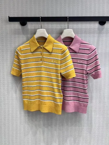 Marni Striped Knit Polo Pink Polo Shirt - 3
