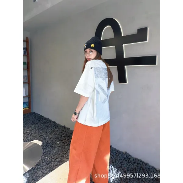 Design Abstract Scribble Print Oversized T-Shirt White - 12