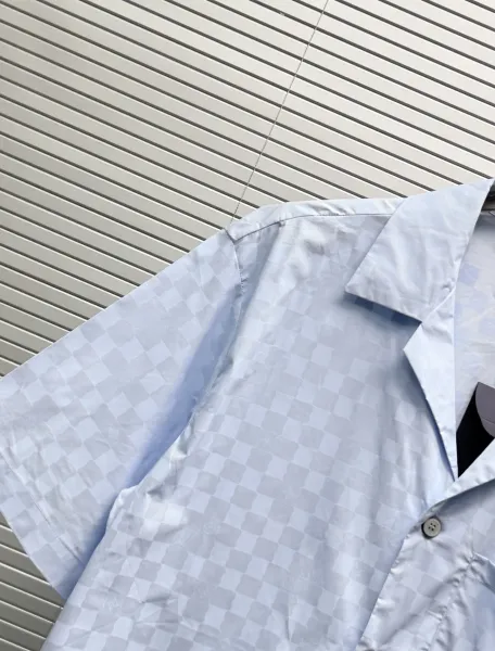 Design Short-Sleeve Checkerboard Shirt Light Blue - 9