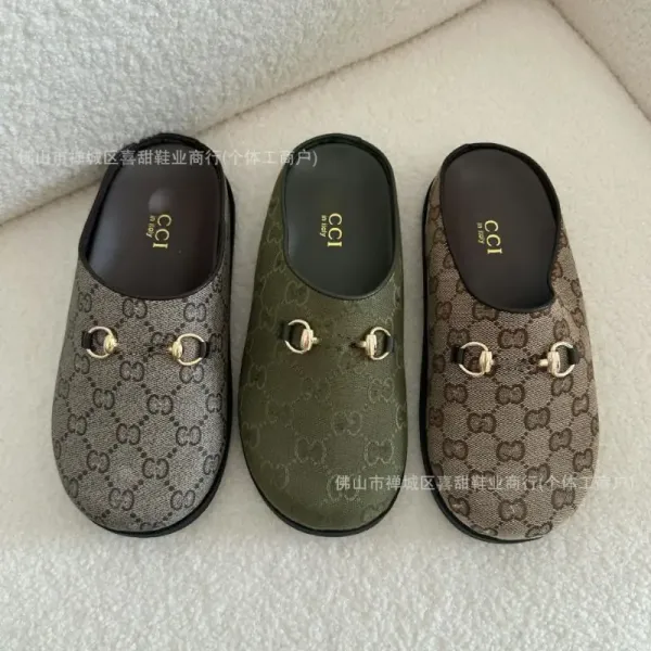 Gucci Horsebit Mule Denim Blue GG Jacquard Slippers - 4