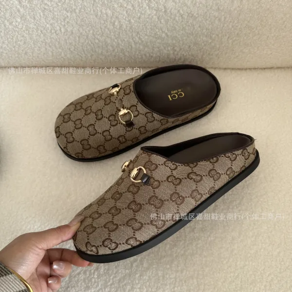 Gucci Horsebit Mule Denim Blue GG Jacquard Slippers - 7