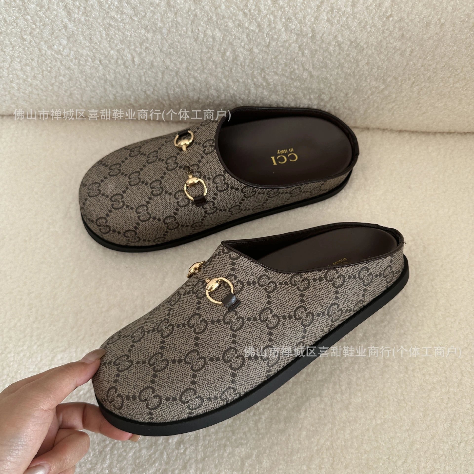 Gucci Horsebit Mule Denim Blue GG Jacquard Slippers - 8