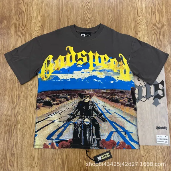 Godspeed Skull Rider Graphic T-Shirt Charcoal Gray - 1