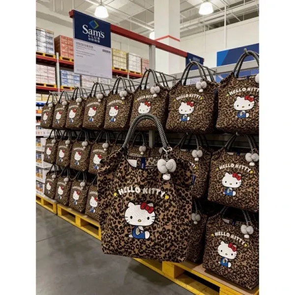 Hello Kitty Leopard Print Tote Bag with Embroidered Character and Charm - 8
