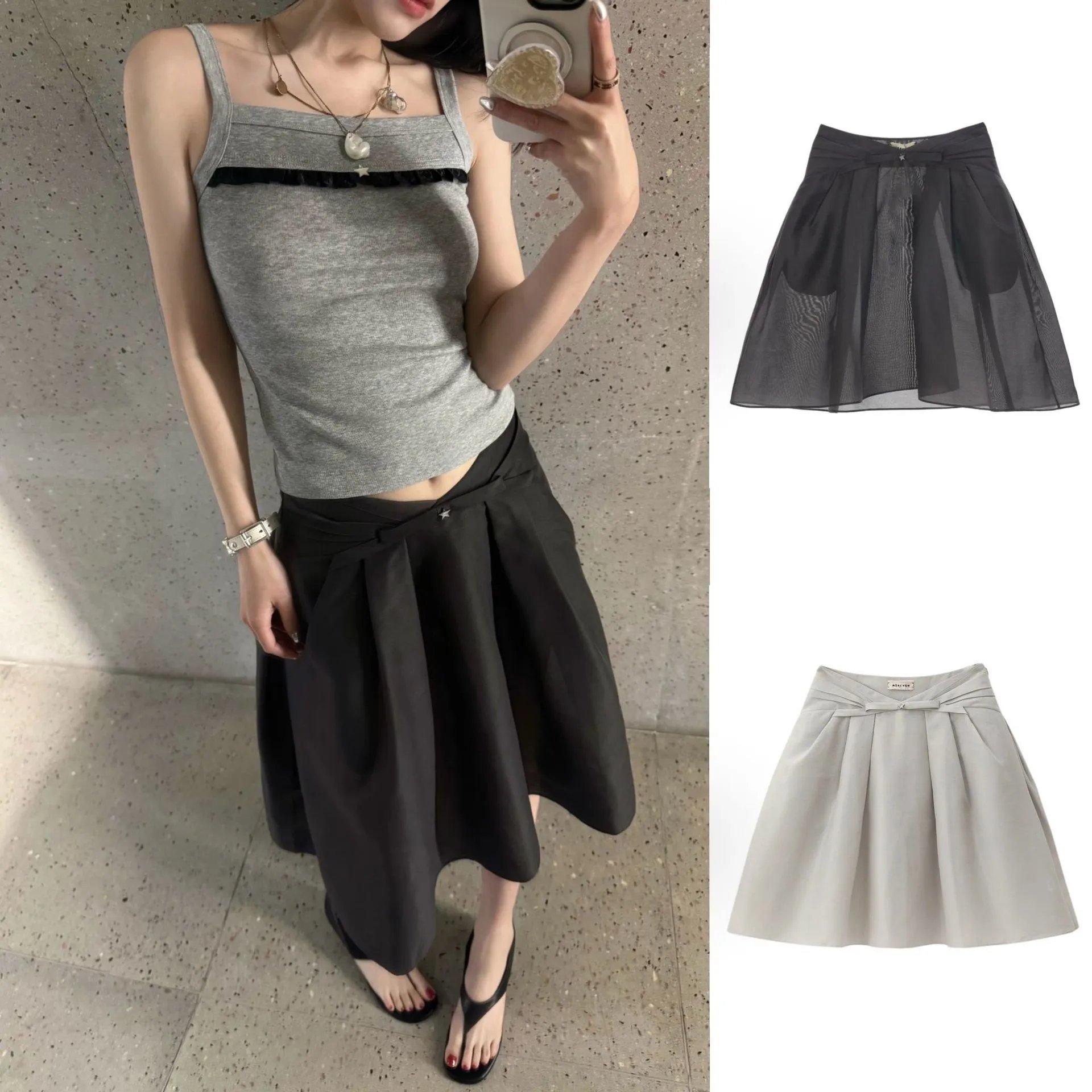 Bow Decorated Midi Skirt