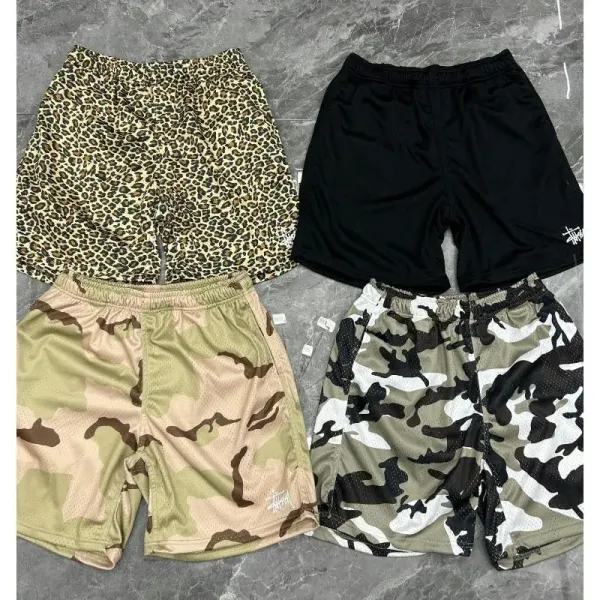 Stussy Leopard Print Drawstring Shorts Multicolor - 13
