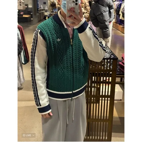 Adidas Originals Knit Cardigan Brown Multicolor Cardigan Outerwear.cardigan - 5