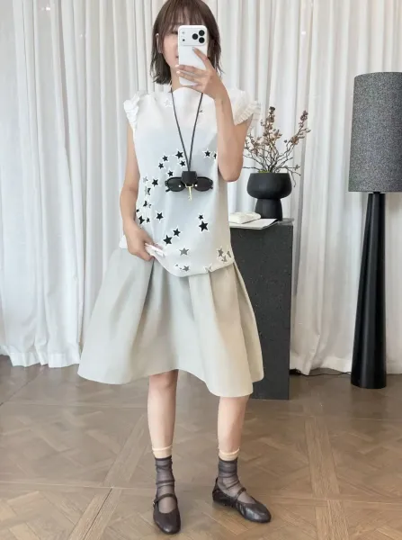 Design Sheer Overlay Skirt Black - 9
