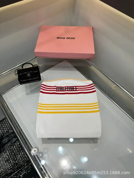 Miu Miu Striped Knit Skirt Navy - 5