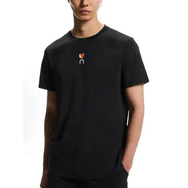 Design Short-Sleeve Ribbed T-Shirt with Colorful Logo Print Black - 13