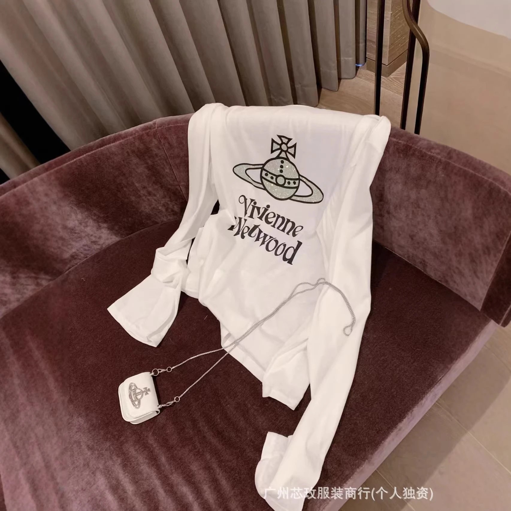 Vivienne Westwood Orb Logo Pink White Graphic Long Sleeve T-Shirt