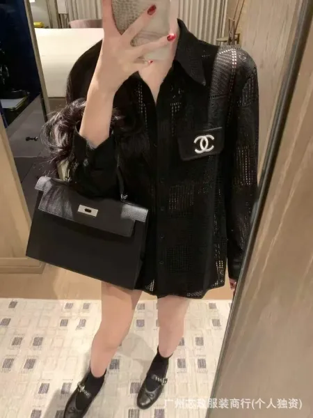 Chanel Laser-Cut Mesh Shirt Black - 7