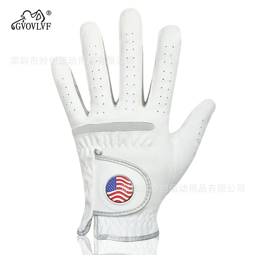 GVOVLVF Men's Golf Gloves Genuine Left Hand Ultra-Thin Cloth Material with Ball Marker, Breathable and Durable