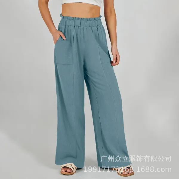 Design Wide-Leg Elastic Waist Pants Olive Green - 32