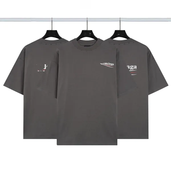 Balenciaga Logo Print Oversized T-Shirt Gray - 1