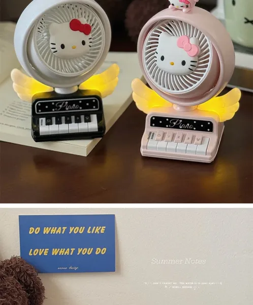 Hello Kitty Piano Fan White with Red Bow Desktop Fan Electronics - 4