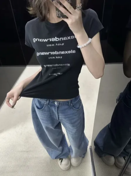 Alexander Wang Logo Repeat Print White T-Shirt - 8