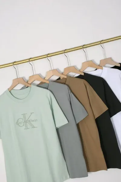 Calvin Klein Jeans Monogram Embroidered Beige T-Shirt - 5
