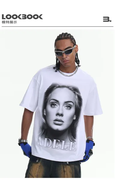 Design Adele Portrait Graphic White T-Shirt T-Shirts - 16