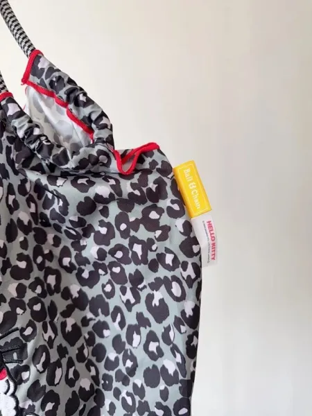 Hello Kitty Leopard Print Tote Bag with Embroidered Character and Charm - 29