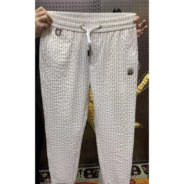Design Houndstooth Knit Pants Beige - 6