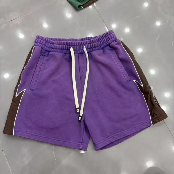 Design Color-Block Drawstring Shorts Purple / Brown - 1