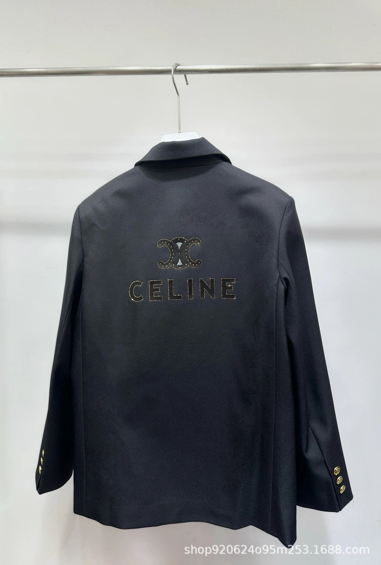 Celine Embellished Logo Blazer Black Outerwear Blazer - 6