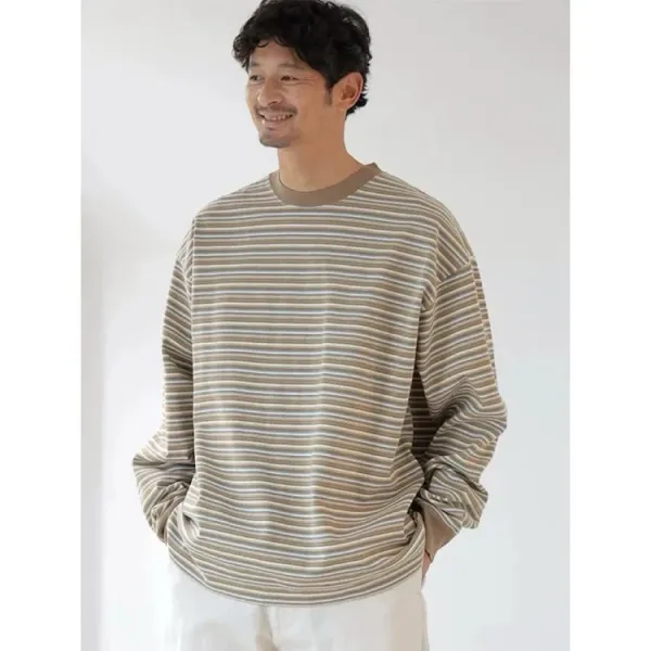 Design Striped Crewneck Sweater Beige Multicolor - 5