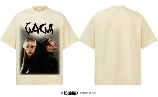 Design Lady Gaga 2008–2025 Dual Portrait Cream T-Shirt T-Shirts - 14