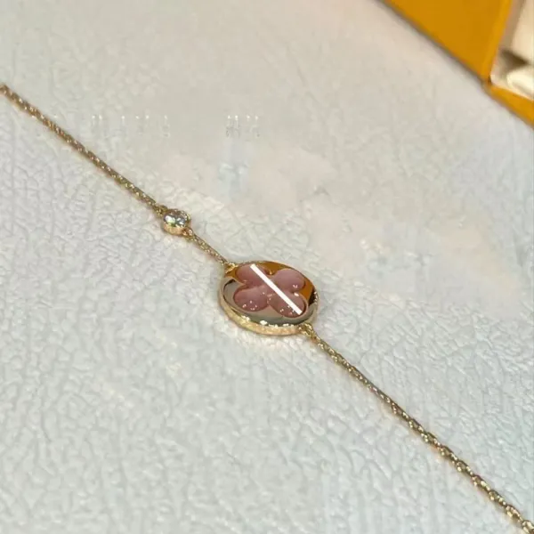 Louis Vuitton Monogram Flower Motif Bracelet Pink Mother-of-Pearl Gold-Tone Bracelet Jewelry - 1