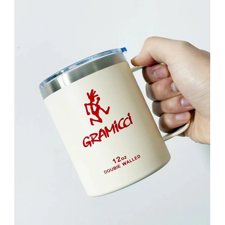 Design Gramici 12oz Double Walled Insulated Mug in Cream, Olive Green, and Black Accessories - 11