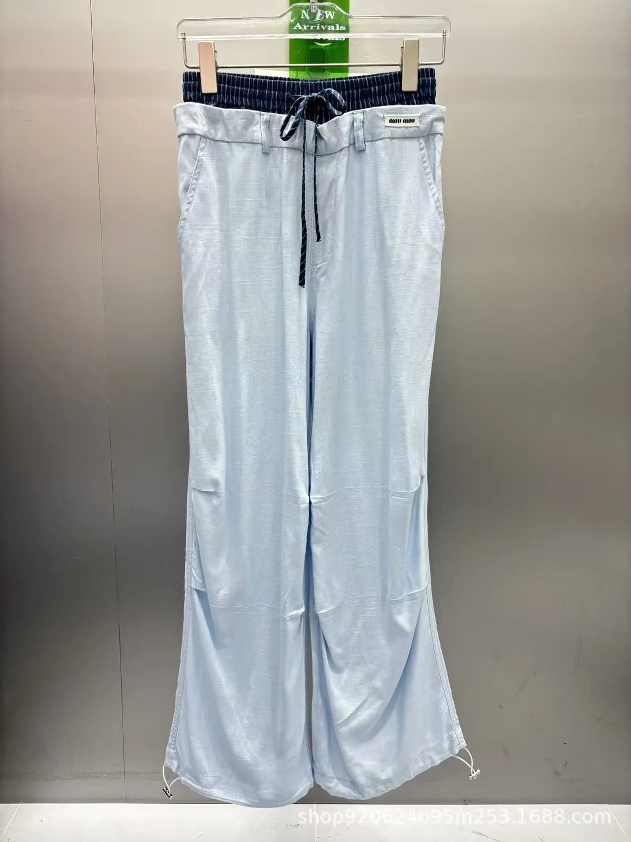 Miu Miu Wide-Leg Drawstring Pants Light Blue - 3