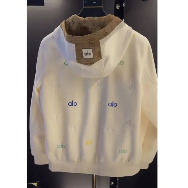 Alo Alo Logo Print Hoodie Off-White - 4