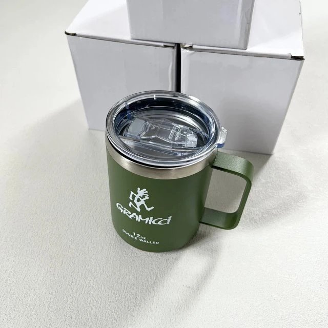 Design Gramici 12oz Double Walled Insulated Mug in Cream, Olive Green, and Black Accessories - 18