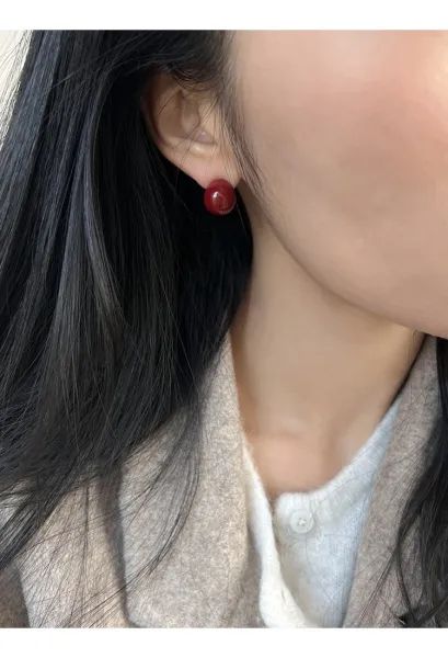 Design Cherry Drop Earrings Red Enamel Gold-Plated Earrings Jewelry - 15