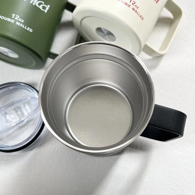 Design Gramici 12oz Double Walled Insulated Mug in Cream, Olive Green, and Black Accessories - 21
