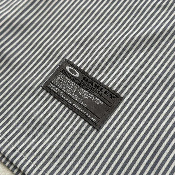 Oakley Striped Mandarin Collar Shirt Gray Tops Shirt - 17