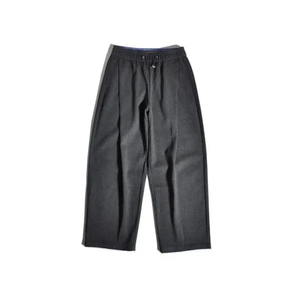 Design Paris-Style Double-Pleated Wool Blend Trousers in Charcoal and Black Dress Pants - 9