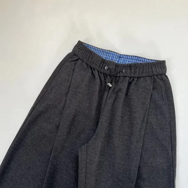 Design Paris-Style Double-Pleated Wool Blend Trousers in Charcoal and Black Dress Pants - 13