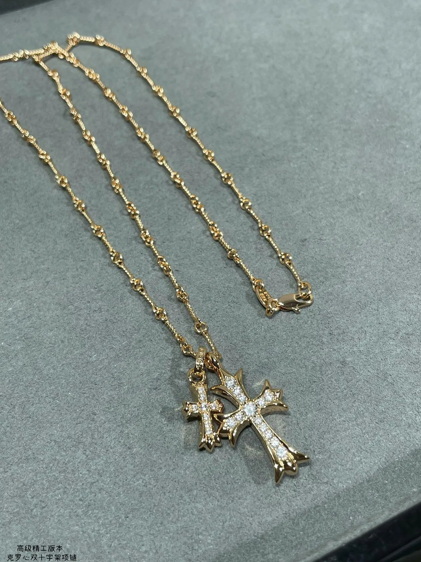 Design Cross Pendant Necklace with Crystal Accents Silver Jewelry - 22