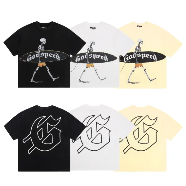 Godspeed Hollywood Fire Print Cream T-Shirt - 37