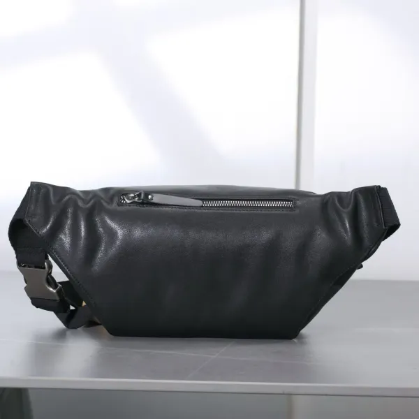 Design Black Leather Fanny Pack Waist Bag Belt Bags - 4