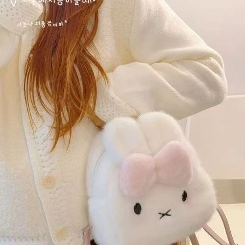Sanrio Hello Kitty Fuzzy Bunny Mini Backpack White with Pink Bow - 6